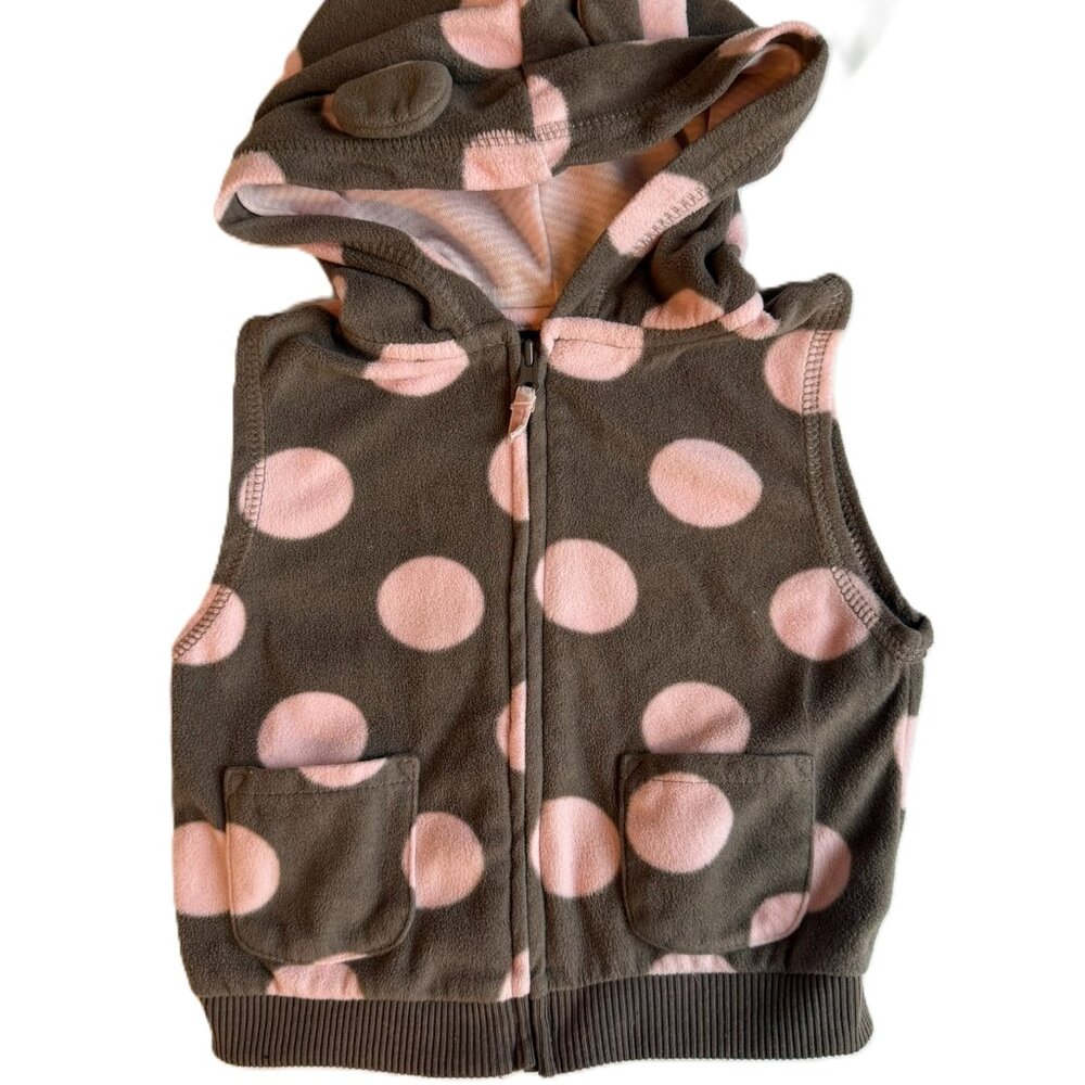 Baby Girl's Fleece Vest with Hood 24M Carters Chocolate🤎Pink🩷